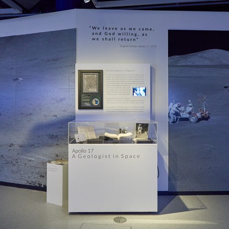 A display case with artefacts on display.