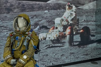 Soviet/Russian space plan pressure suit on display.
