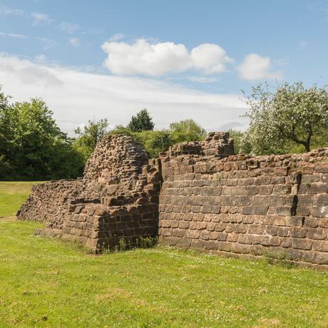 Stone ruins of a corner of the castle walls