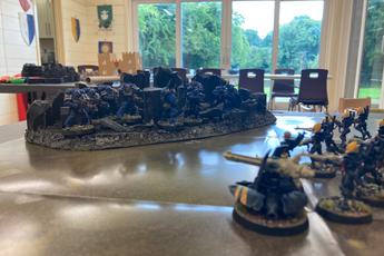 Warhammer models on a table.