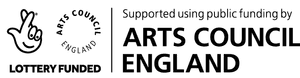 Arts Council England Lottery Funded. Supported using public funding by Arts Council England logo.